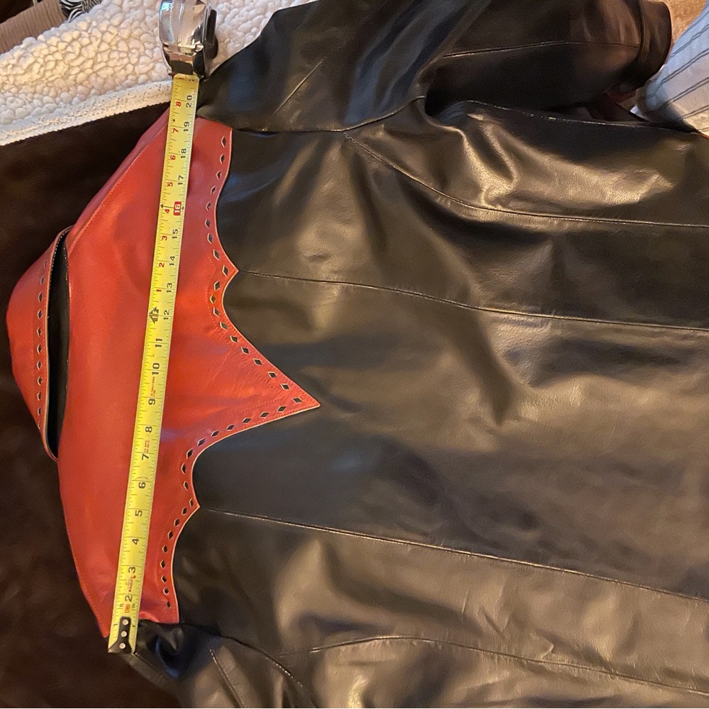 Stylish Black and Red Leather Bomber Jacket